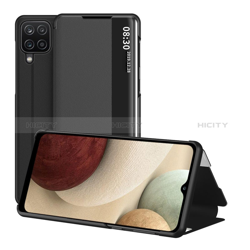 Samsung Galaxy A12 5G用手帳型 レザーケース スタンド カバー ZL2 サムスン ブラック