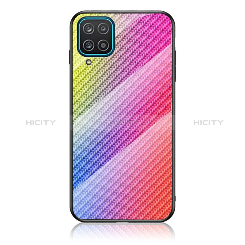 Samsung Galaxy A12 5G用ハイブリットバンパーケース プラスチック 鏡面 虹 グラデーション 勾配色 カバー LS2 サムスン ピンク