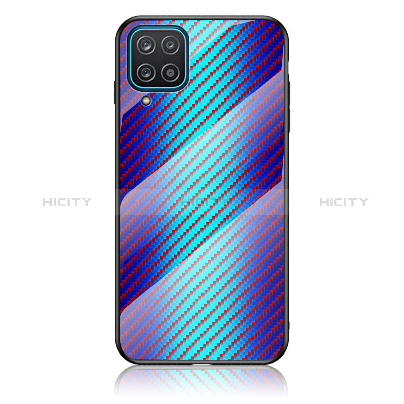 Samsung Galaxy A12 5G用ハイブリットバンパーケース プラスチック 鏡面 虹 グラデーション 勾配色 カバー LS2 サムスン ネイビー