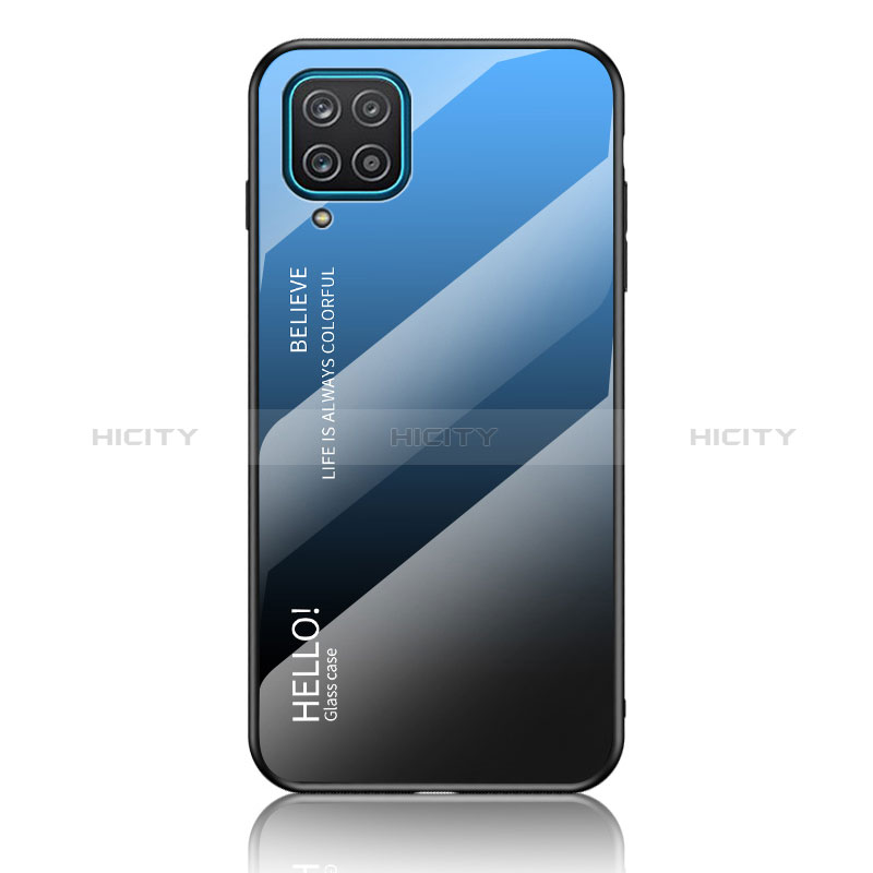Samsung Galaxy A12 5G用ハイブリットバンパーケース プラスチック 鏡面 虹 グラデーション 勾配色 カバー LS1 サムスン 
