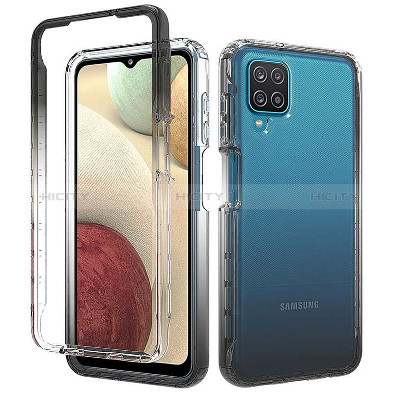 Samsung Galaxy A12 5G用前面と背面 360度 フルカバー 極薄ソフトケース シリコンケース 耐衝撃 全面保護 バンパー 勾配色 透明 サムスン 