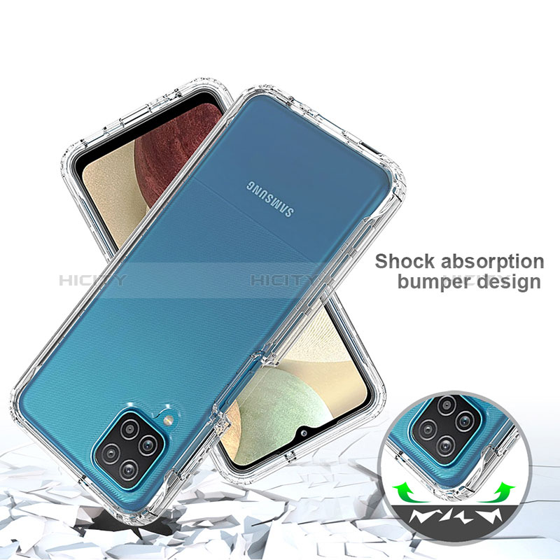 Samsung Galaxy A12 5G用前面と背面 360度 フルカバー 極薄ソフトケース シリコンケース 耐衝撃 全面保護 バンパー 勾配色 透明 サムスン 