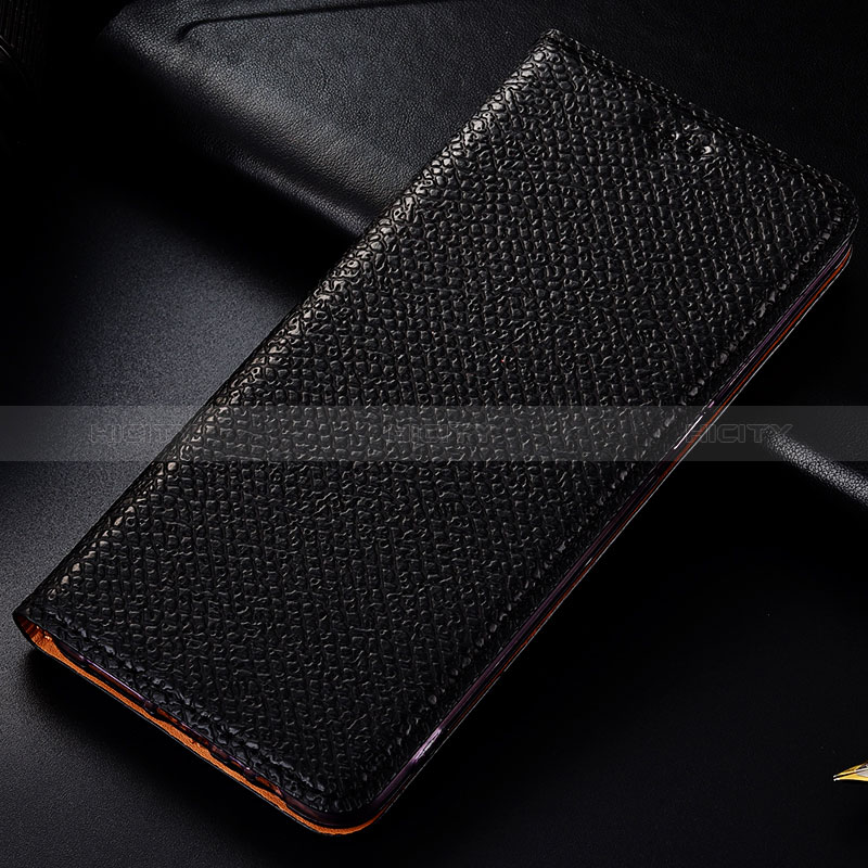 Samsung Galaxy A12用手帳型 レザーケース スタンド カバー H18P サムスン ブラック
