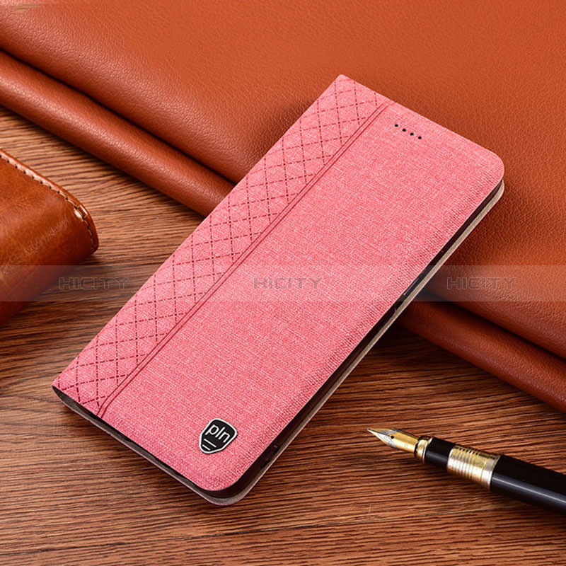 Samsung Galaxy A12 Nacho用手帳型 布 スタンド H12P サムスン ピンク