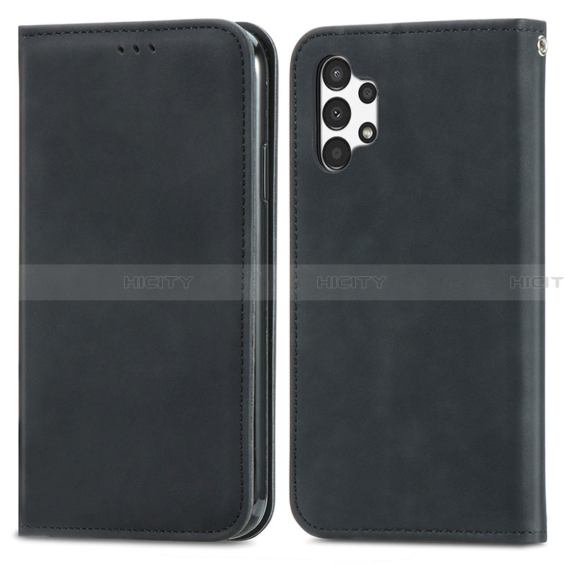 Samsung Galaxy A13 4G用手帳型 レザーケース スタンド カバー S04D サムスン ブラック