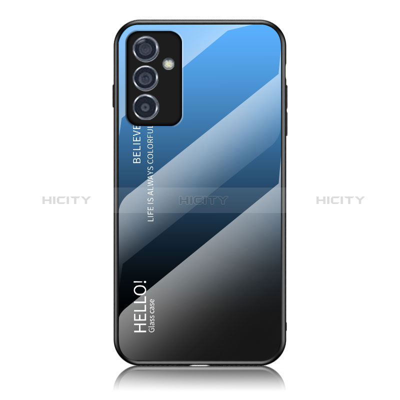 Samsung Galaxy A15 4G用ハイブリットバンパーケース プラスチック 鏡面 虹 グラデーション 勾配色 カバー LS1 サムスン ネイビー