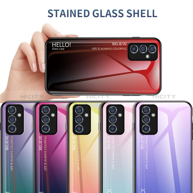 Samsung Galaxy A15 4G用ハイブリットバンパーケース プラスチック 鏡面 虹 グラデーション 勾配色 カバー LS1 サムスン 