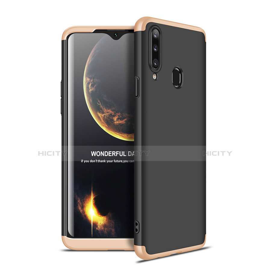 Samsung Galaxy A20s用ハードケース プラスチック 質感もマット 前面と背面 360度 フルカバー サムスン ゴールド・ブラック