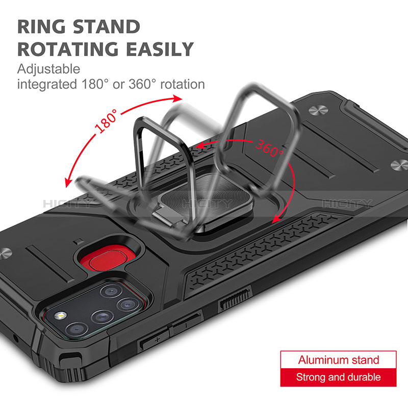 Samsung Galaxy A21s用ハイブリットバンパーケース プラスチック アンド指輪 マグネット式 MQ1 サムスン 