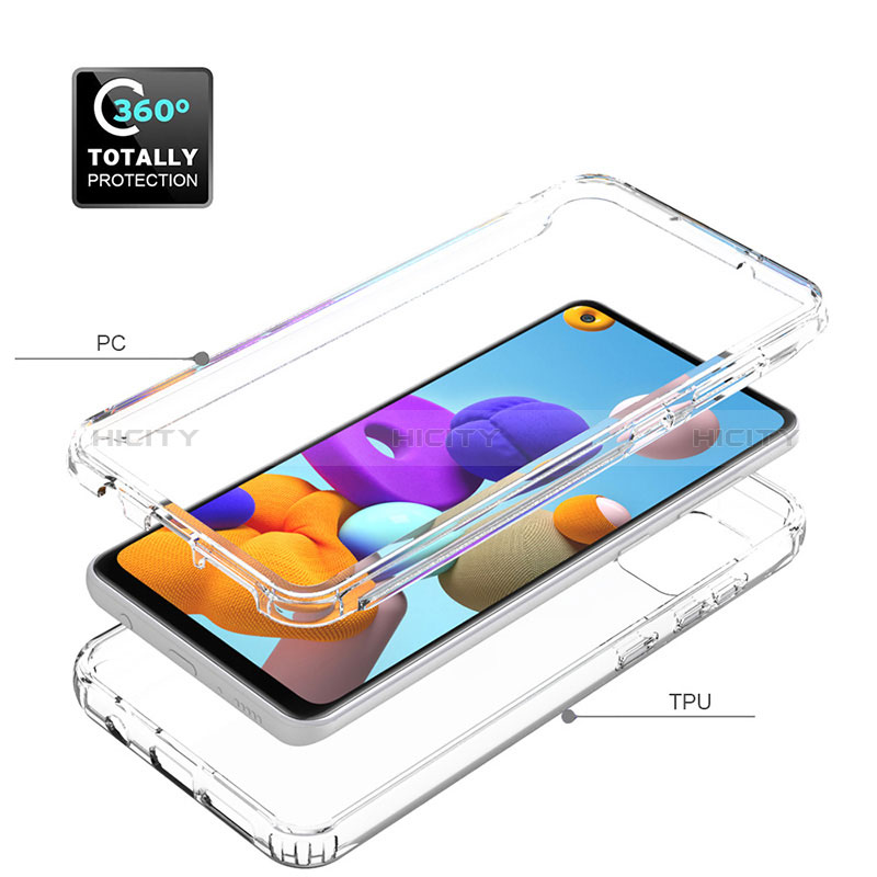 Samsung Galaxy A21s用前面と背面 360度 フルカバー 極薄ソフトケース シリコンケース 耐衝撃 全面保護 バンパー 勾配色 透明 サムスン 