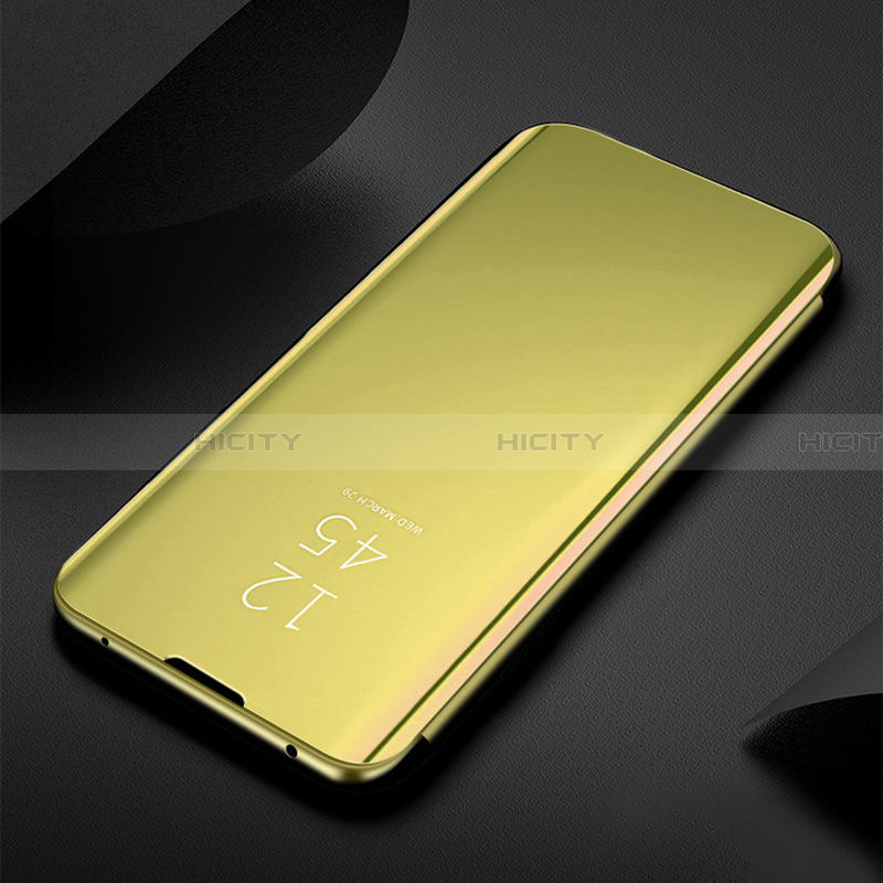 Samsung Galaxy A22 4G用手帳型 レザーケース スタンド 鏡面 カバー L01 サムスン ゴールド