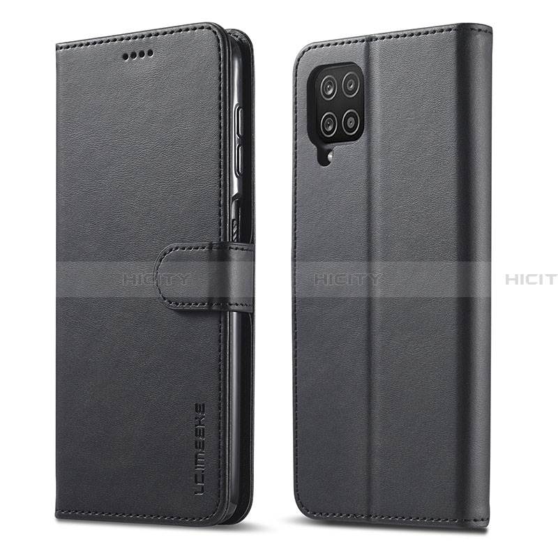 Samsung Galaxy A22 4G用手帳型 レザーケース スタンド カバー LC1 サムスン ブラック