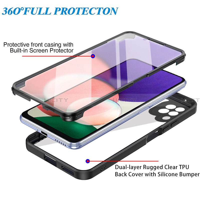 Samsung Galaxy A22 4G用360度 フルカバー ハイブリットバンパーケース クリア透明 プラスチック カバー MJ1 サムスン 