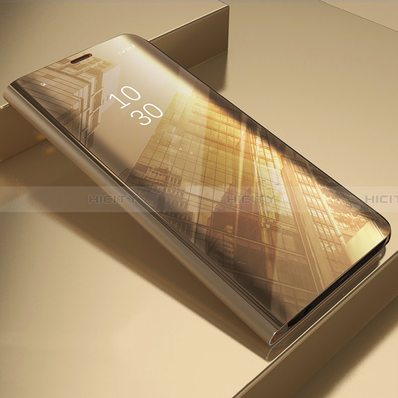 Samsung Galaxy A22 5G用手帳型 レザーケース スタンド 鏡面 カバー L03 サムスン ゴールド