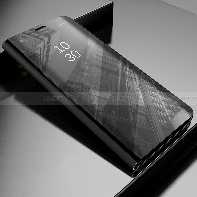 Samsung Galaxy A22 5G用手帳型 レザーケース スタンド 鏡面 カバー L03 サムスン ブラック