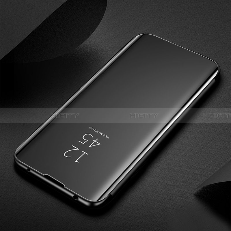 Samsung Galaxy A22 5G用手帳型 レザーケース スタンド 鏡面 カバー L01 サムスン ブラック