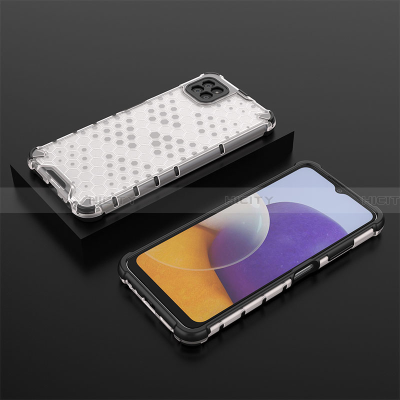 Samsung Galaxy A22 5G用360度 フルカバー ハイブリットバンパーケース クリア透明 プラスチック カバー AM2 サムスン 