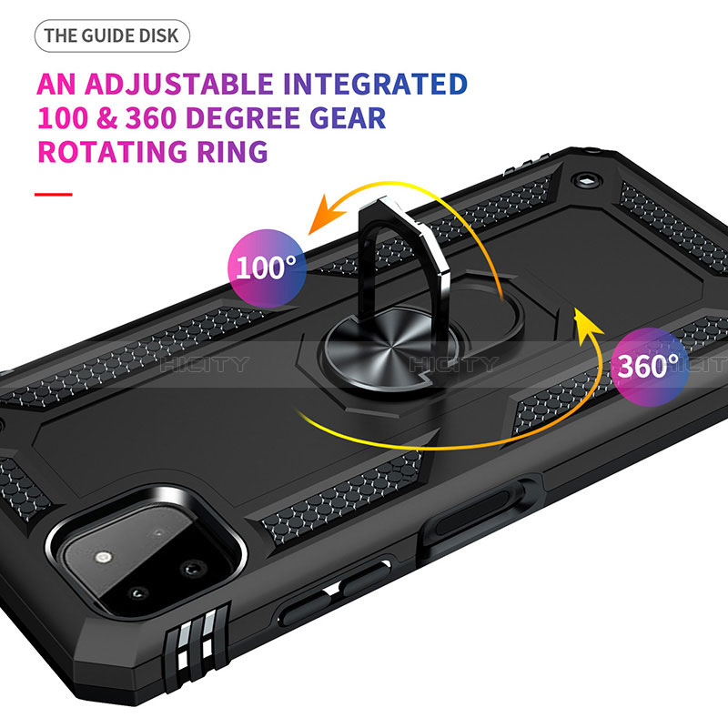 Samsung Galaxy A22 5G用ハイブリットバンパーケース プラスチック アンド指輪 マグネット式 MQ3 サムスン 