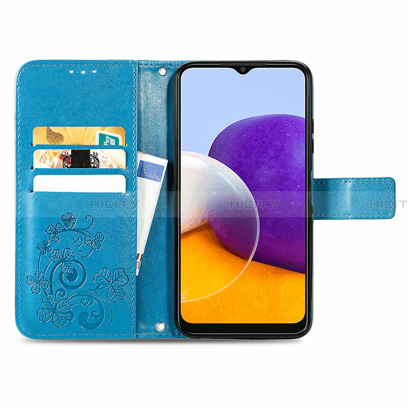 Samsung Galaxy A22 5G用手帳型 レザーケース スタンド 花 カバー サムスン 