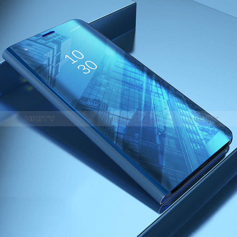 Samsung Galaxy A22s 5G用手帳型 レザーケース スタンド 鏡面 カバー L03 サムスン ネイビー