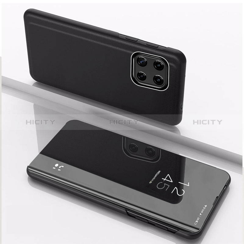 Samsung Galaxy A22s 5G用手帳型 レザーケース スタンド 鏡面 カバー L04 サムスン ブラック