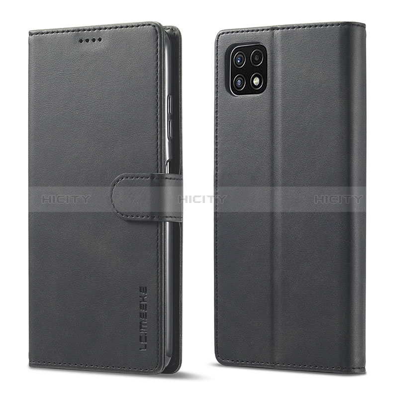 Samsung Galaxy A22s 5G用手帳型 レザーケース スタンド カバー LC1 サムスン ブラック
