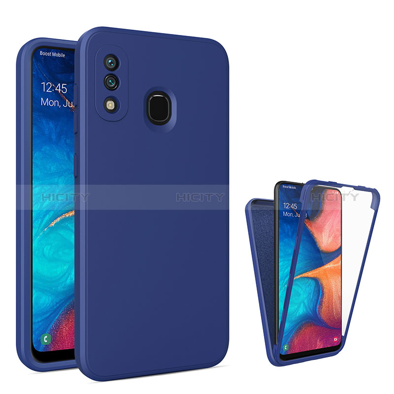 Samsung Galaxy A30用360度 フルカバー ハイブリットバンパーケース クリア透明 プラスチック カバー MJ1 サムスン ネイビー