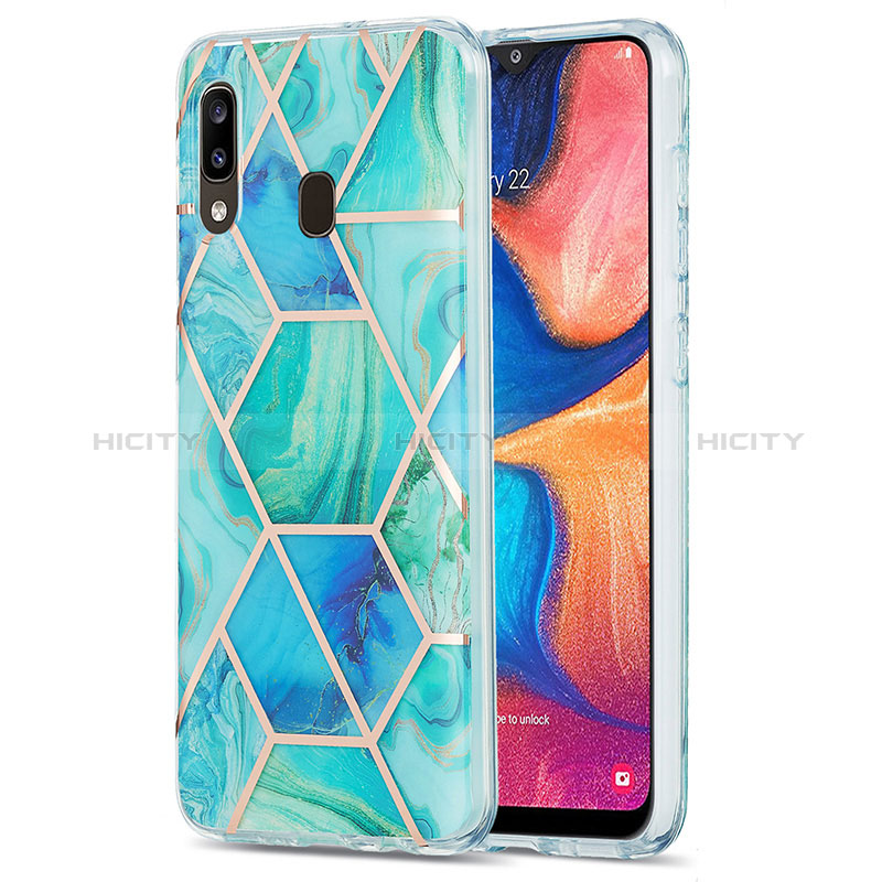 Samsung Galaxy A30用シリコンケース ソフトタッチラバー バタフライ パターン カバー Y01B サムスン グリーン