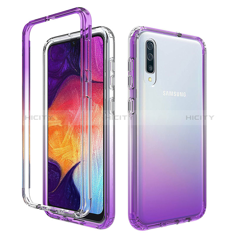 Samsung Galaxy A30S用前面と背面 360度 フルカバー 極薄ソフトケース シリコンケース 耐衝撃 全面保護 バンパー 勾配色 透明 サムスン 