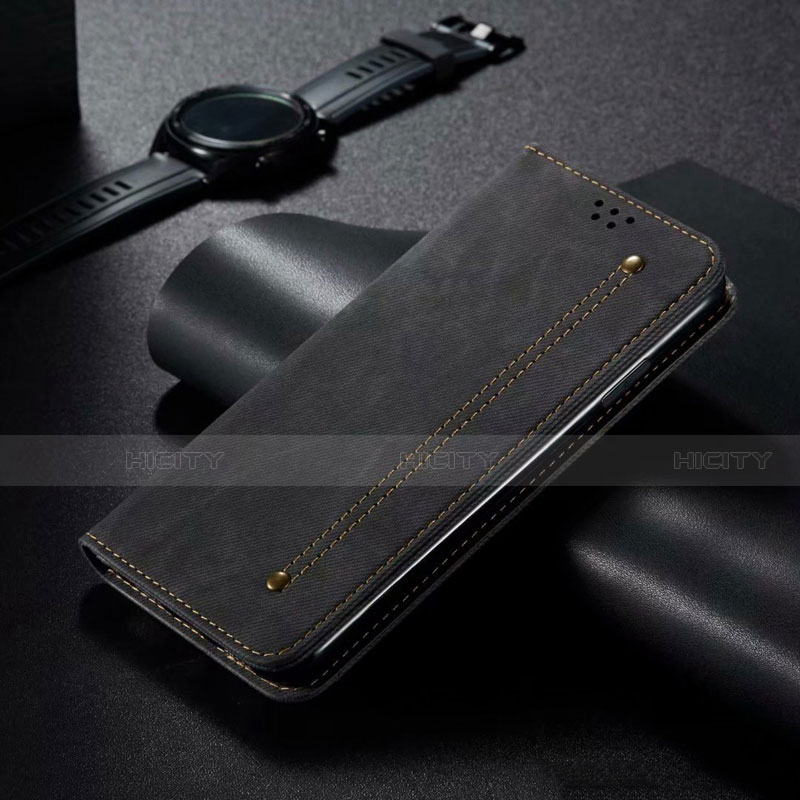 Samsung Galaxy A31用手帳型 布 スタンド サムスン ブラック