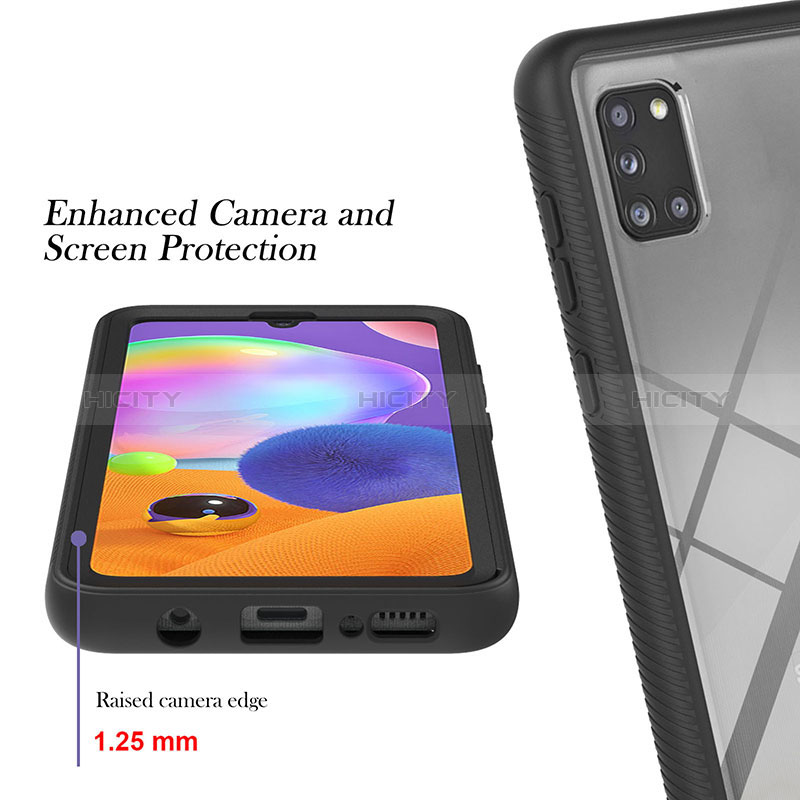 Samsung Galaxy A31用360度 フルカバー ハイブリットバンパーケース クリア透明 プラスチック カバー YB1 サムスン 