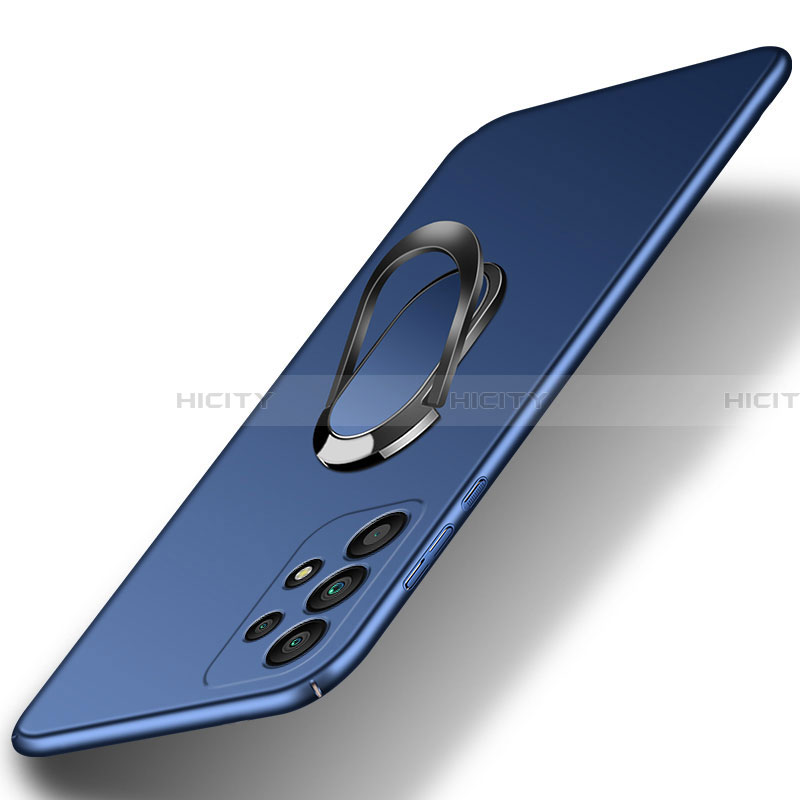 Samsung Galaxy A32 4G用ハードケース プラスチック 質感もマット アンド指輪 マグネット式 YK1 サムスン ネイビー