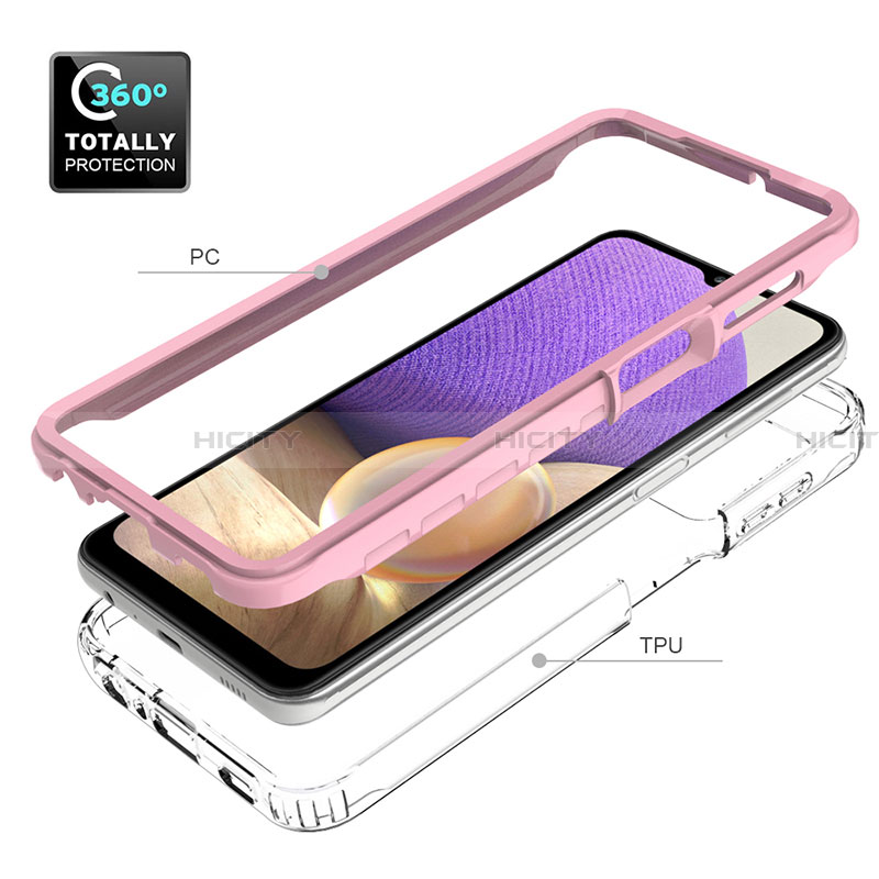 Samsung Galaxy A32 4G用360度 フルカバー ハイブリットバンパーケース クリア透明 プラスチック カバー JX1 サムスン 