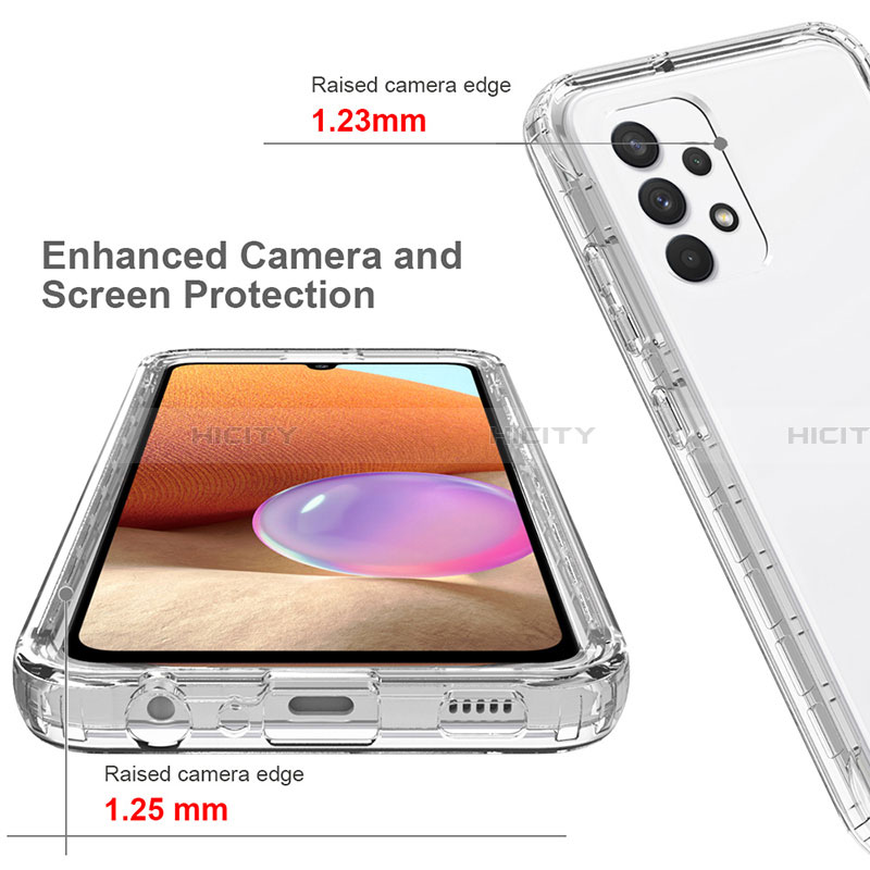 Samsung Galaxy A32 4G用前面と背面 360度 フルカバー 極薄ソフトケース シリコンケース 耐衝撃 全面保護 バンパー 勾配色 透明 サムスン 