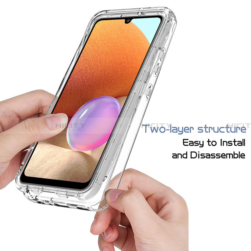 Samsung Galaxy A32 4G用前面と背面 360度 フルカバー 極薄ソフトケース シリコンケース 耐衝撃 全面保護 バンパー 勾配色 透明 サムスン 