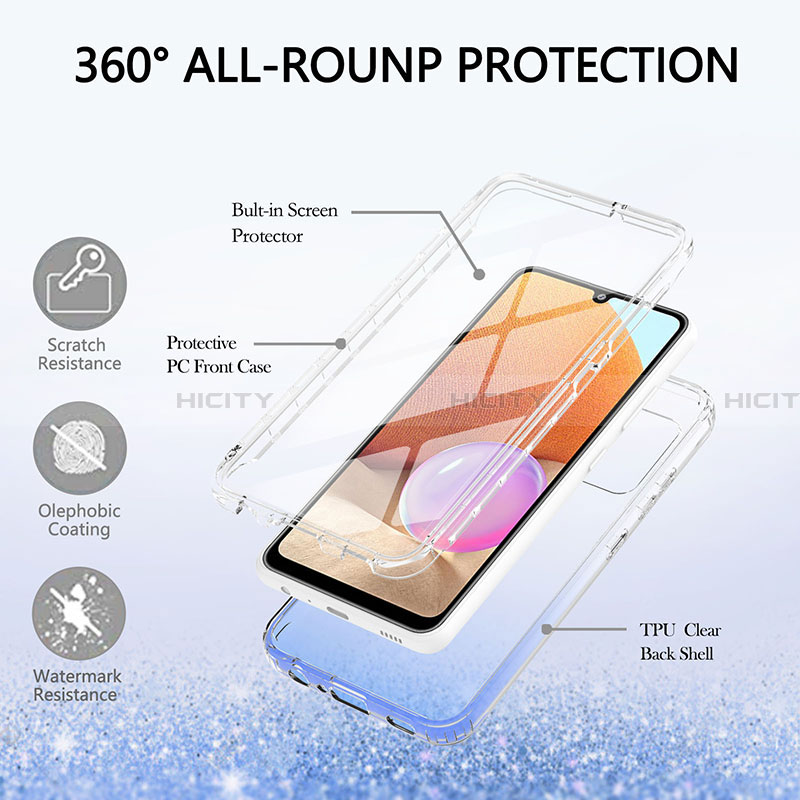 Samsung Galaxy A32 5G用前面と背面 360度 フルカバー 極薄ソフトケース シリコンケース 耐衝撃 全面保護 バンパー 勾配色 透明 ZJ1 サムスン 