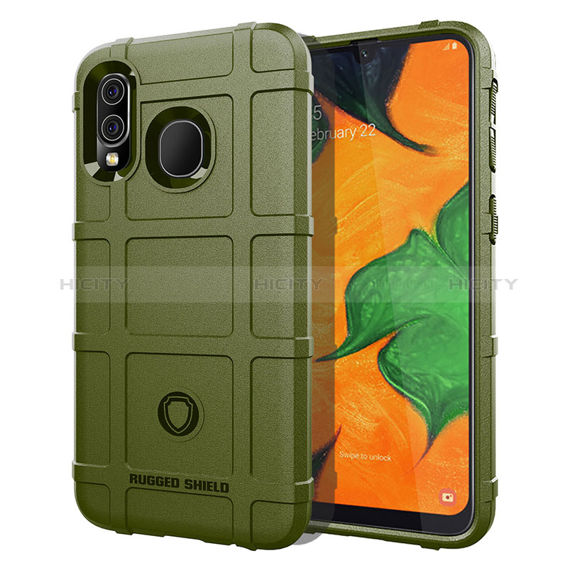 Samsung Galaxy A40用360度 フルカバー極薄ソフトケース シリコンケース 耐衝撃 全面保護 バンパー J01S サムスン グリーン