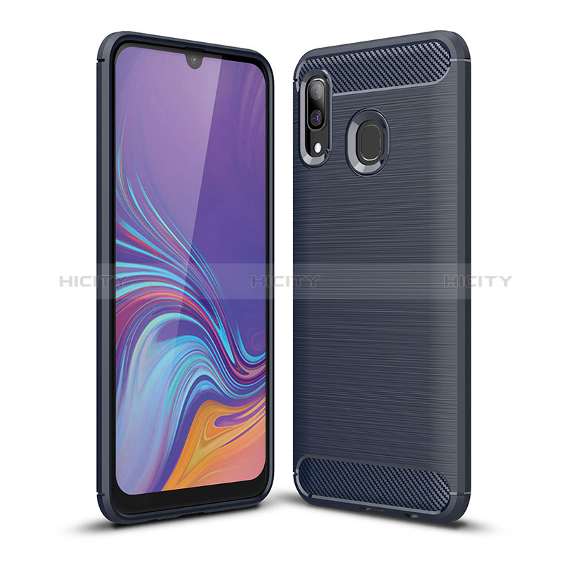 Samsung Galaxy A40用シリコンケース ソフトタッチラバー ライン カバー WL1 サムスン ネイビー