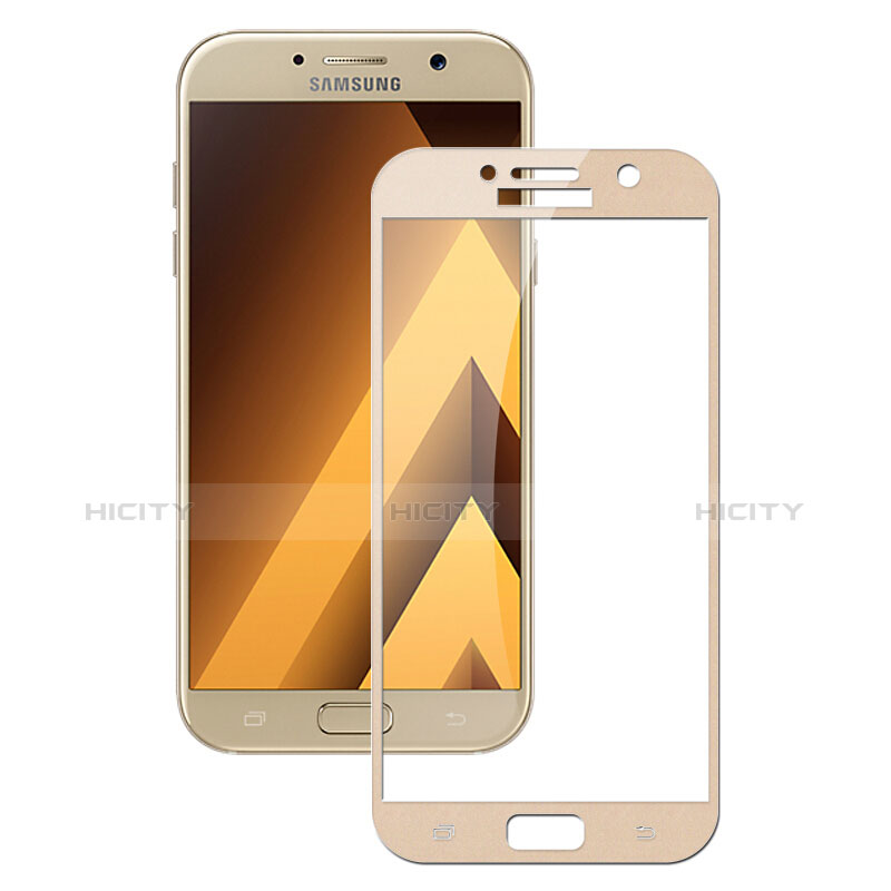 Samsung Galaxy A5 (2017) SM-A520F用強化ガラス フル液晶保護フィルム F03 サムスン ゴールド