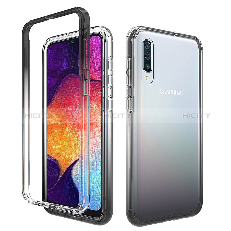 Samsung Galaxy A50S用前面と背面 360度 フルカバー 極薄ソフトケース シリコンケース 耐衝撃 全面保護 バンパー 勾配色 透明 サムスン 