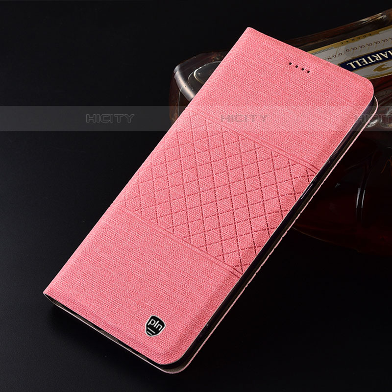 Samsung Galaxy A52 4G用手帳型 布 スタンド H14P サムスン ピンク