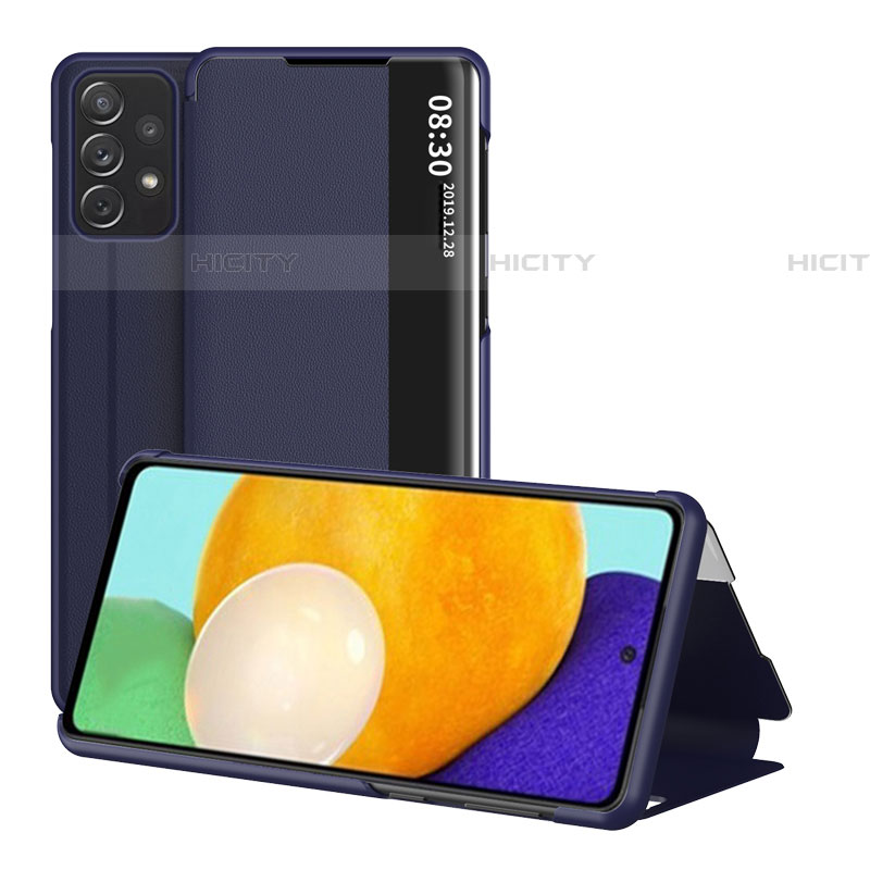 Samsung Galaxy A52 4G用手帳型 レザーケース スタンド カバー ZL1 サムスン ネイビー