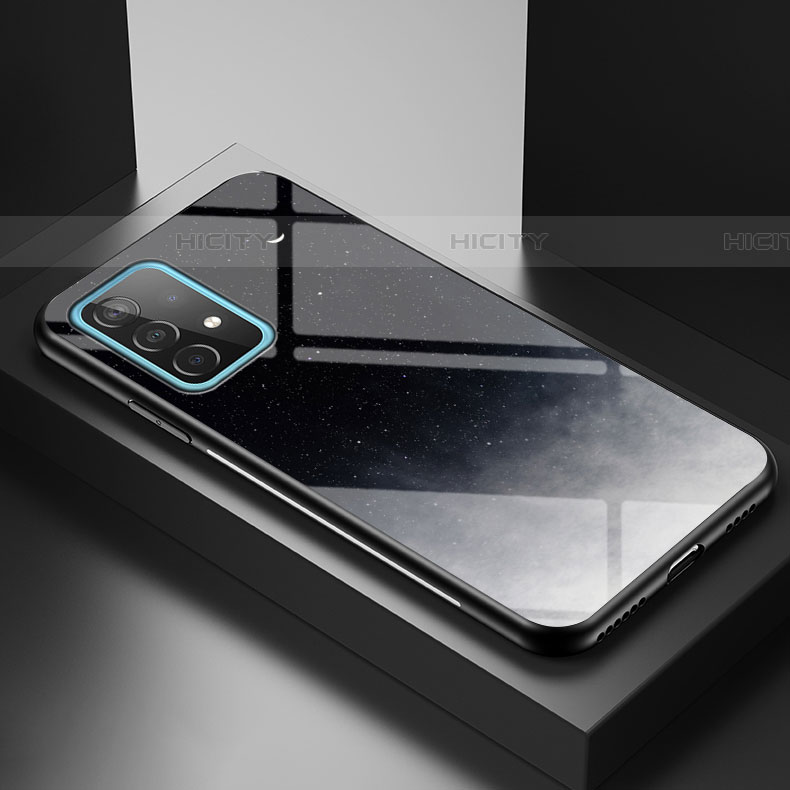 Samsung Galaxy A52 5G用ハイブリットバンパーケース プラスチック パターン 鏡面 カバー LS1 サムスン グレー