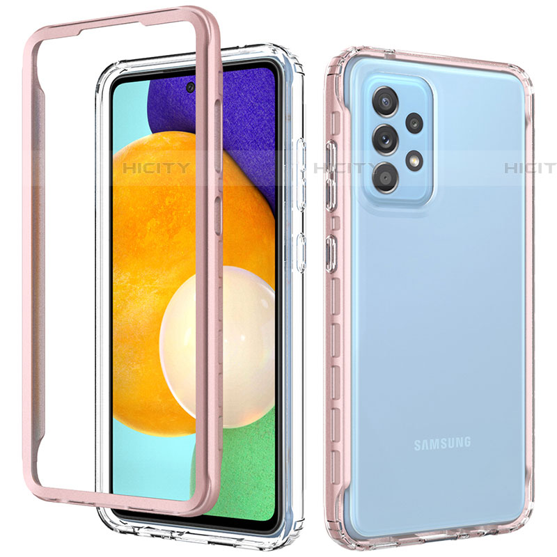 Samsung Galaxy A52 5G用360度 フルカバー ハイブリットバンパーケース クリア透明 プラスチック カバー JX1 サムスン ローズゴールド