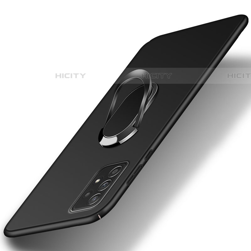 Samsung Galaxy A52 5G用ハードケース プラスチック 質感もマット アンド指輪 マグネット式 YK1 サムスン ブラック