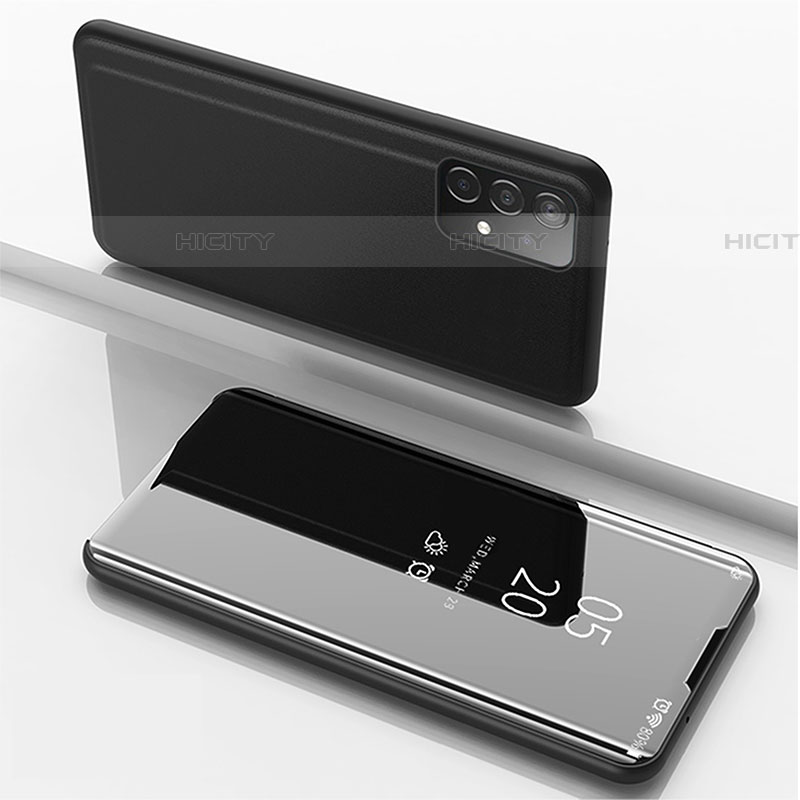 Samsung Galaxy A52 5G用手帳型 レザーケース スタンド 鏡面 カバー ZL1 サムスン ブラック
