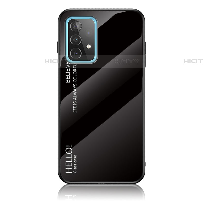 Samsung Galaxy A52 5G用ハイブリットバンパーケース プラスチック 鏡面 虹 グラデーション 勾配色 カバー LS1 サムスン 
