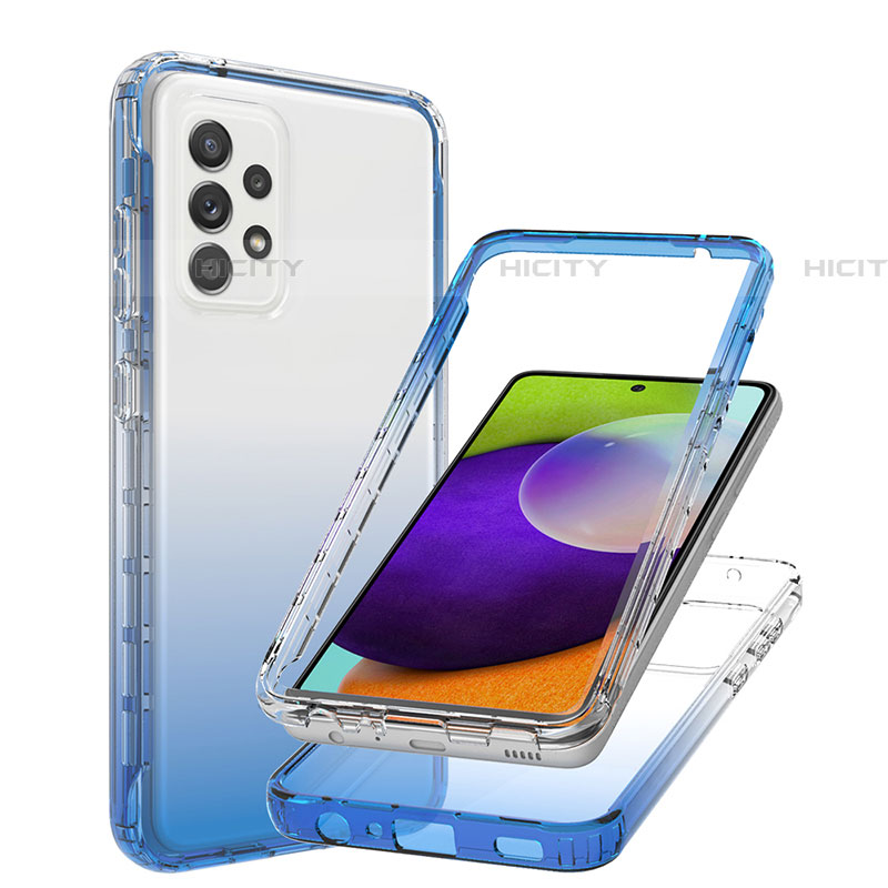 Samsung Galaxy A52 5G用前面と背面 360度 フルカバー 極薄ソフトケース シリコンケース 耐衝撃 全面保護 バンパー 勾配色 透明 JX1 サムスン 