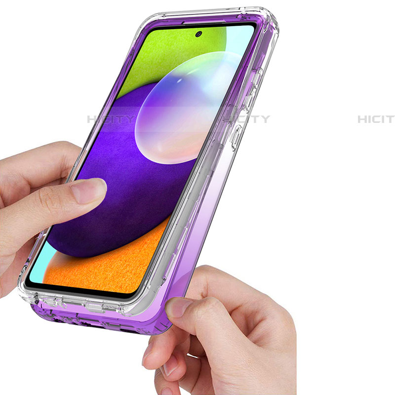 Samsung Galaxy A52 5G用前面と背面 360度 フルカバー 極薄ソフトケース シリコンケース 耐衝撃 全面保護 バンパー 勾配色 透明 JX1 サムスン 