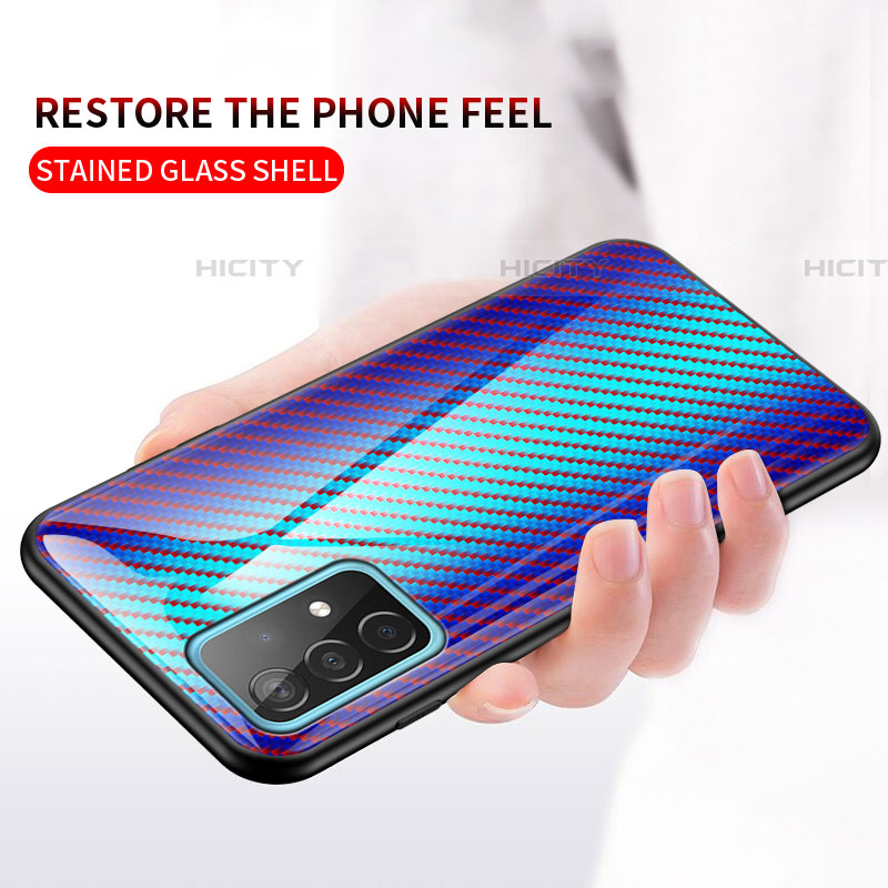 Samsung Galaxy A52 5G用ハイブリットバンパーケース プラスチック 鏡面 虹 グラデーション 勾配色 カバー LS2 サムスン 